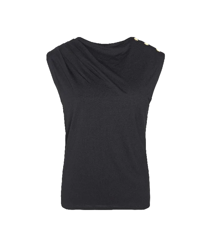 Courtney T-Shirt - Black Mesh Blend Leather Blend Suede Blend