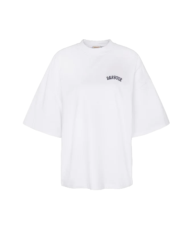 Joanne Logo T-Shirt - White Ribbed Striped Patterned