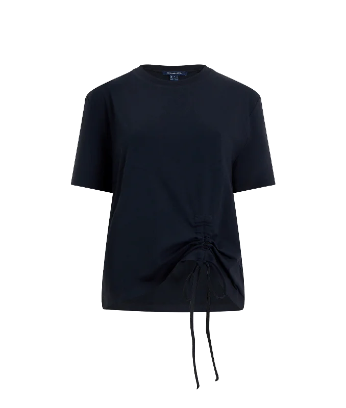 Rallie Cotton Rouched T-Shirt - Black Mesh Fabric Canvas Fabric Denim Fabric