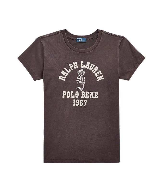Polo Bear Logo Cotton Jersey Tee - Black Zippered Buttoned Snapped
