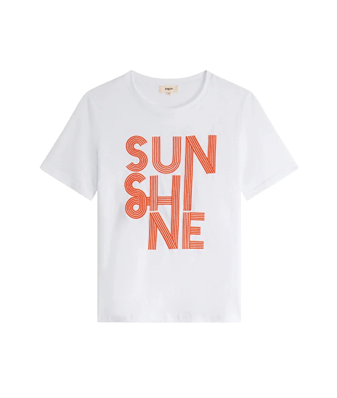 Medan T-shirt with Sunshine message - White Silk Blend Satin Velvet