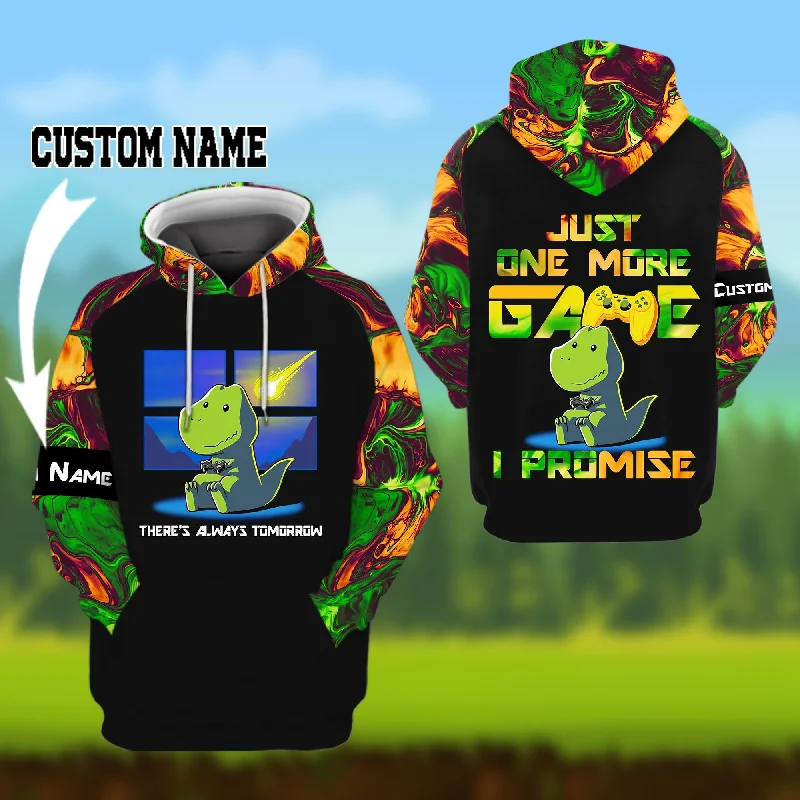Dinosaur Just one more game hoodie, T-shirt 3D Custom TTM Satin Blend Silk Blend Wool Blend Dinosaur Just one more game hoodie, T-shirt 3D Custom TTM Satin Blend Silk Blend Wool Blend