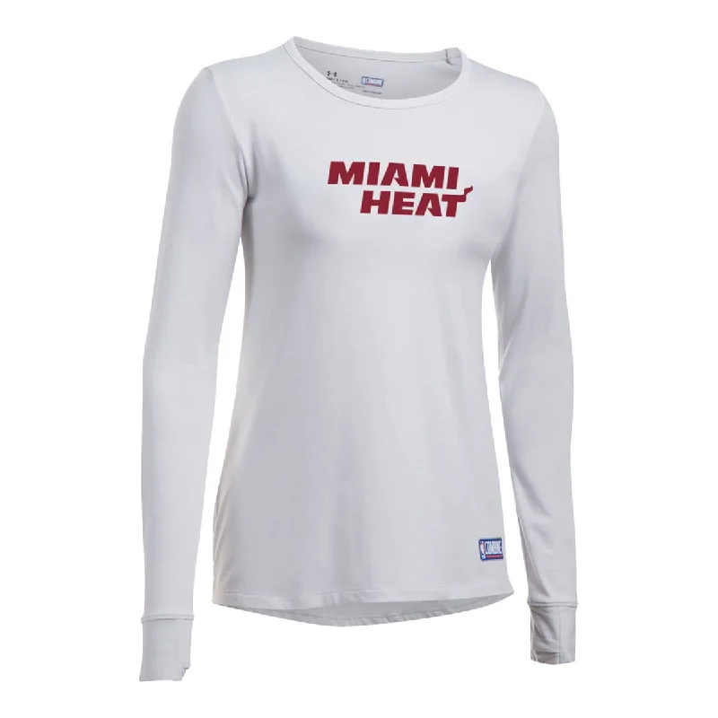 Under Armour Miami HEAT Ladies Long Sleeve Favorites Tee Satin Blend Silk Blend Wool Blend