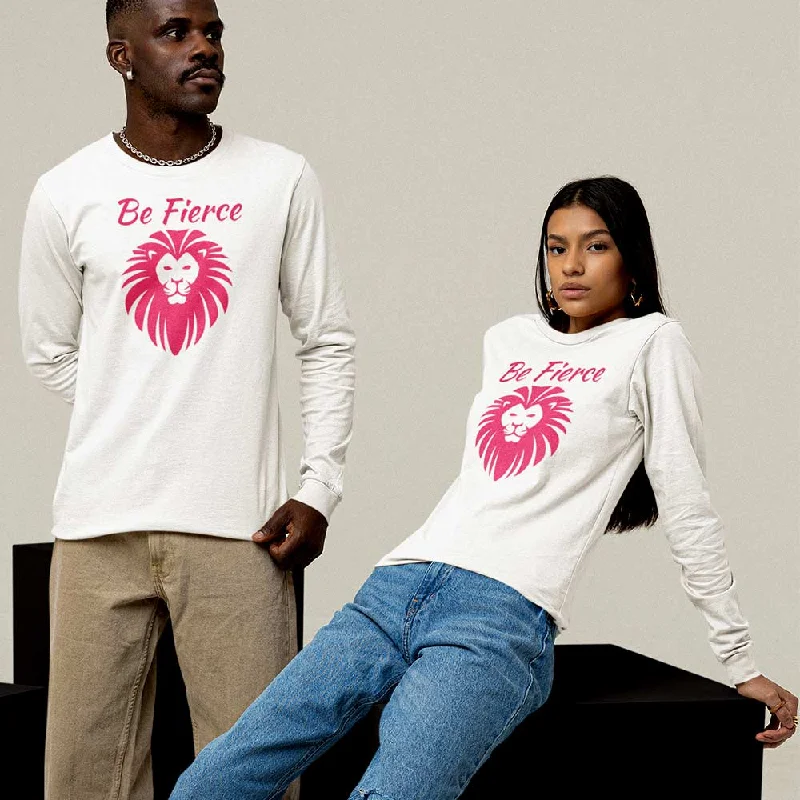 Lion face graphic print unisex full-sleeve tee Solid Print Embellished