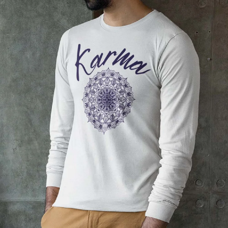 Karma mandala print t-shirt for men Cotton Fabric Linen Fabric Terry Fabric