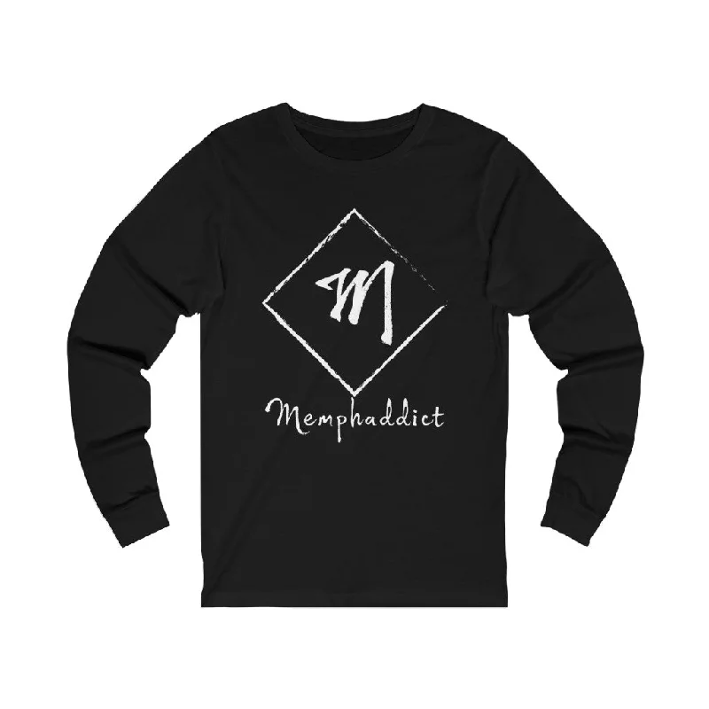 MemphAddict - White Logo Series Long Sleeve Tee Fitted T-Shirt Seamless Stretchy