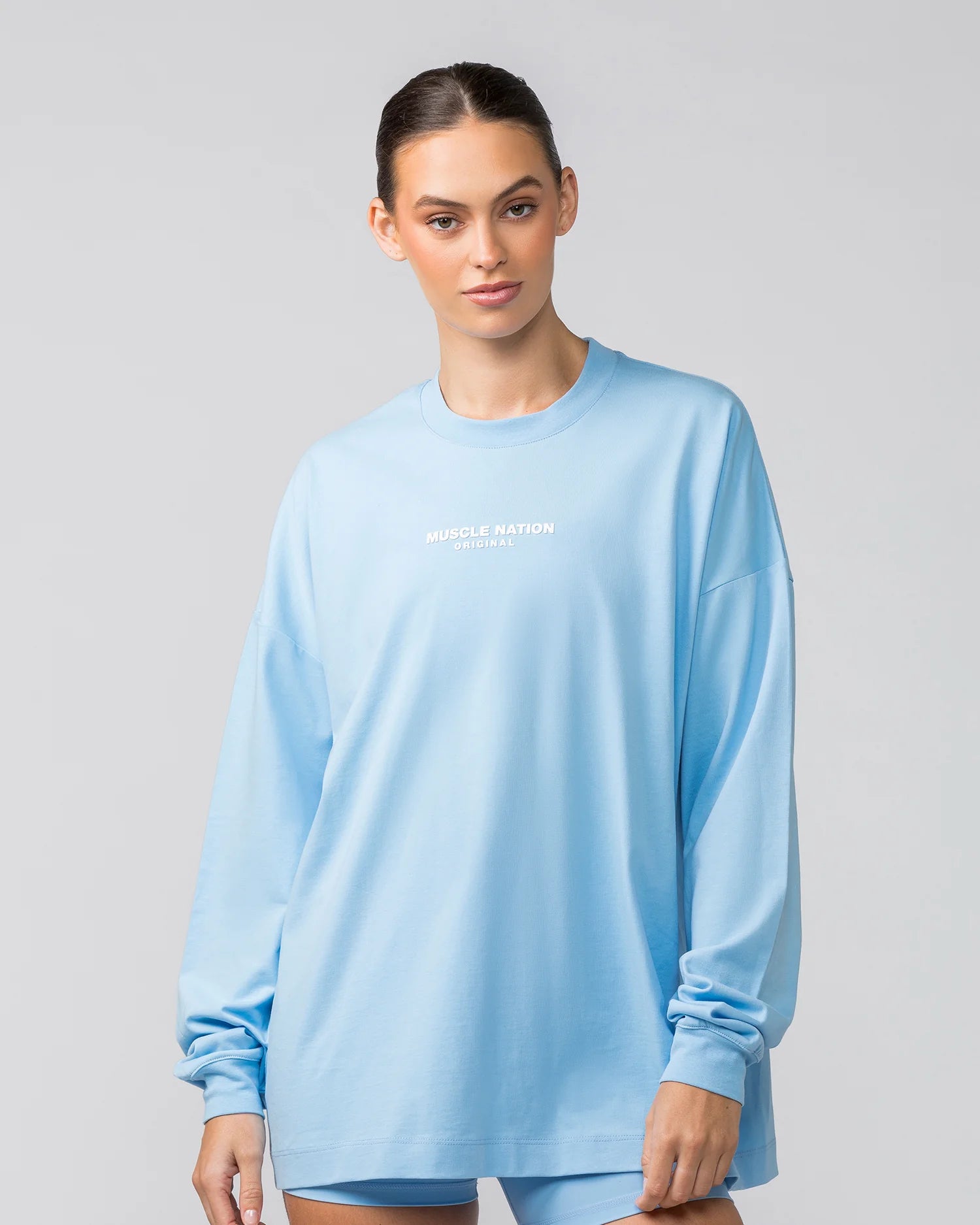 Muscle Nation | OG Oversized Long Sleeve Tee - Skyride Seamless Knitted Crochet