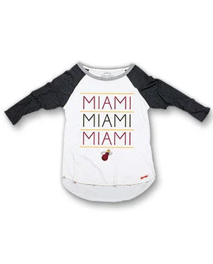 Sportiqe Miami HEAT Brandy Raglan Tee Solid Print Embellished