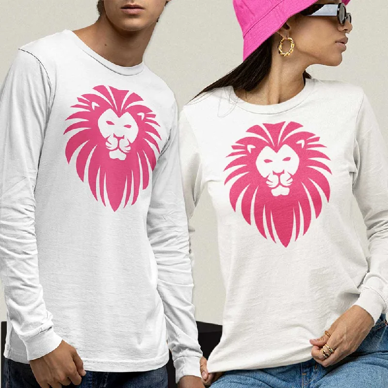 Pink Lion face graphic unisex long sleeve t-shirt Lace Blend Ribbed Blend Corduroy Blend Pink Lion face graphic unisex long sleeve t-shirt Lace Blend Ribbed Blend Corduroy Blend