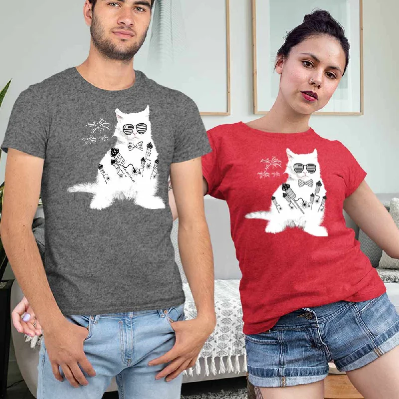 Cat graphic print unisex t-shirt Basic T-Shirt Crew Neck Short Sleeve