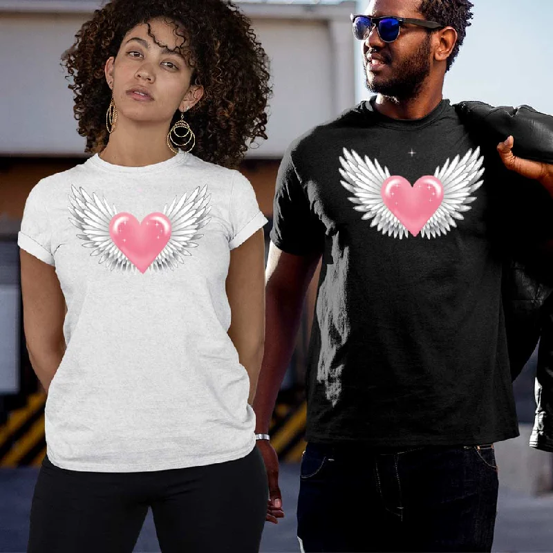 Heart with white wing unisex t-shirt Hooded Caped Shawl Collar