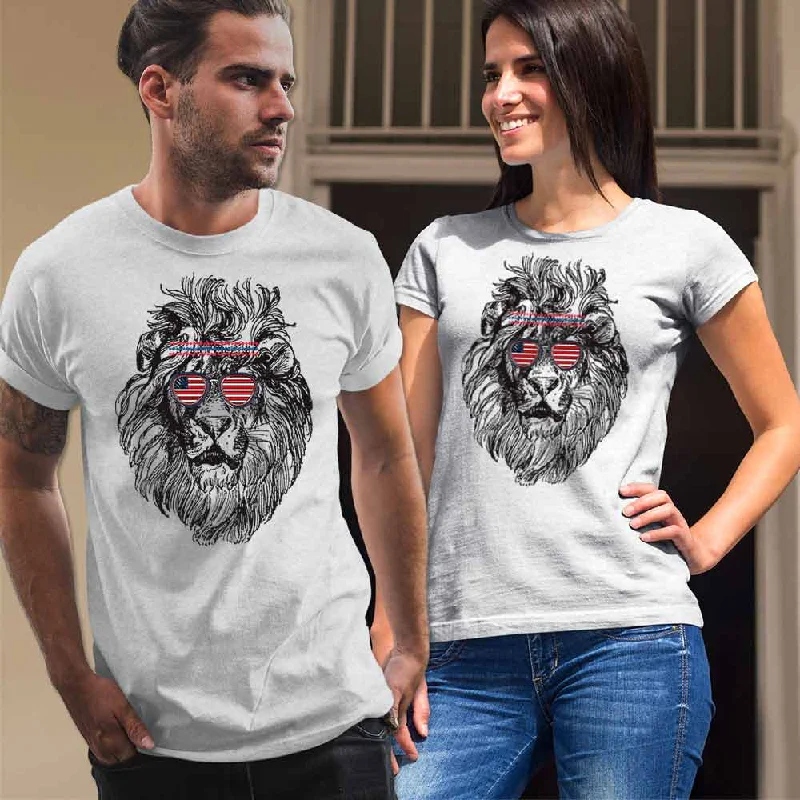 Lion graphic print unisex t-shirt Oversized T-Shirt Spandex breathable