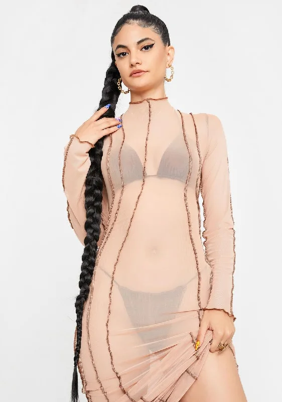 Blow Your Mind Mesh Maxi Dress Comfortable Maxi Dress with Belt