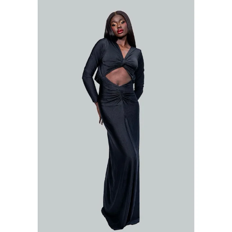 CARLOTTA Black Cut-Out Maxi Dress Stylish Empire Waist Maxi Dress