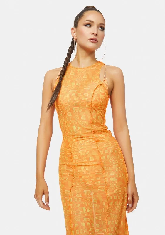 Cassandra Net Mesh Maxi Dress Cozy Cold-Shoulder Maxi Dress