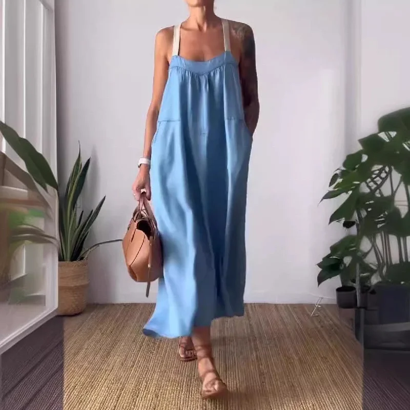 Casual Cotton and Linen Maxi dress Cozy Wrap Maxi Dress