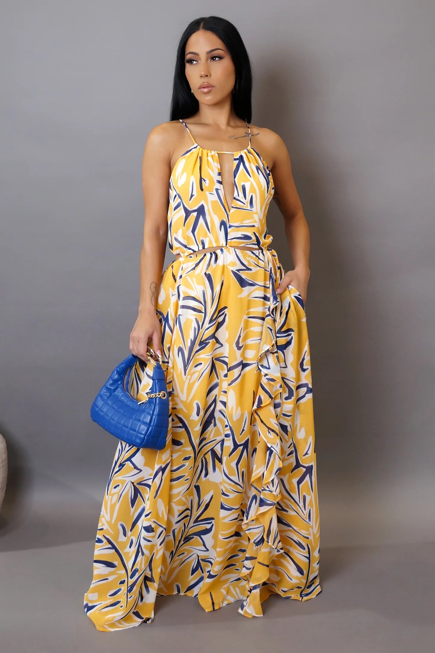 Coast Away Printed Maxi Dress Yellow Classic Tulle Maxi Dress