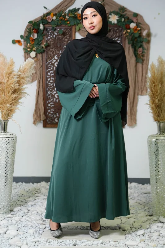 Dark Green Kimono Sleeve Abaya Maxi Dress Comfortable T-Shirt Maxi Dress