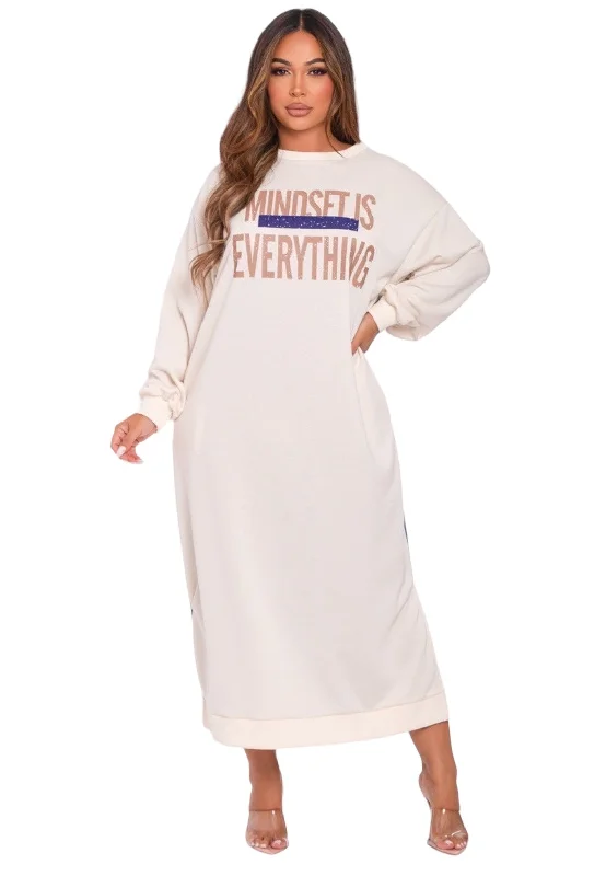 Mindset is Everything....Denim & Sweat Maxi Dress Comfortable T-Shirt Maxi Dress