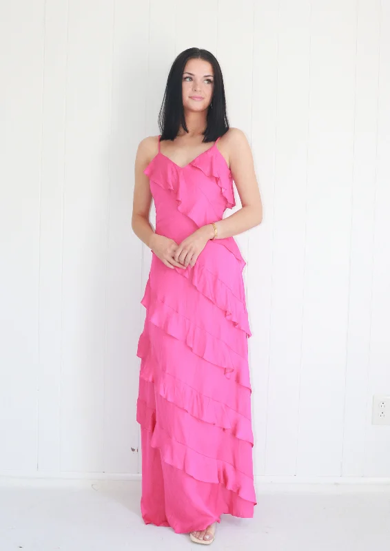 Gardenia Ruffle Maxi Dress Trendy Floral Print Maxi Dress