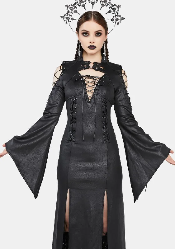 Gothic Black Widow Maxi Dress Comfortable Casual Maxi Dress