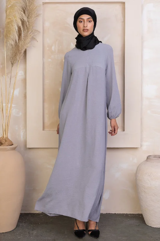 Gray Sheath Abaya Maxi Dress Elegant Maxi Dress with Lace