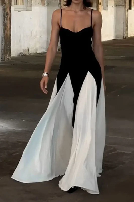 Hit Color Feminine Spaghetti Strap Maxi Dress Cozy Maxi Dress with Slit