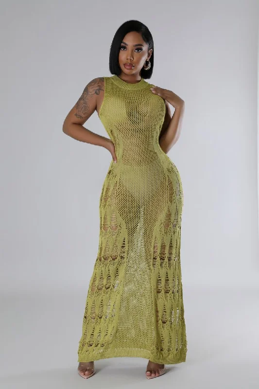 Ibiza Bound Crochet Cover Up Maxi Dress Chartreuse Trendy Satin Maxi Dress