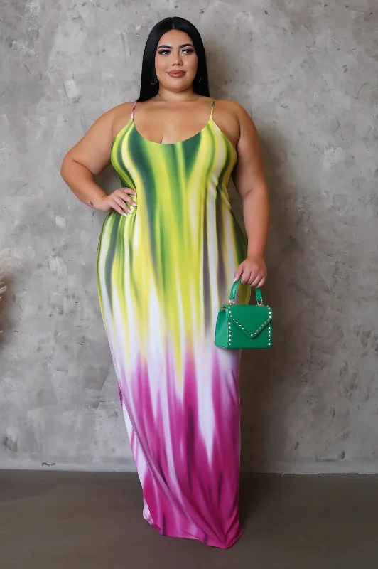 Island Oasis Maxi Dress Yellow (Curvy) Comfortable Ruffle Maxi Dress