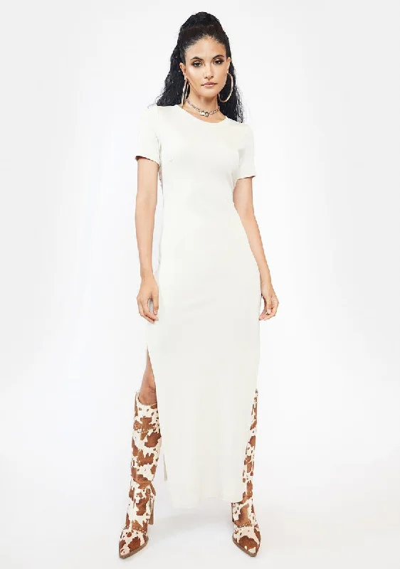 Ivory Betray Me Cutout Maxi Dress Fashionable Faux Wrap Maxi Dress