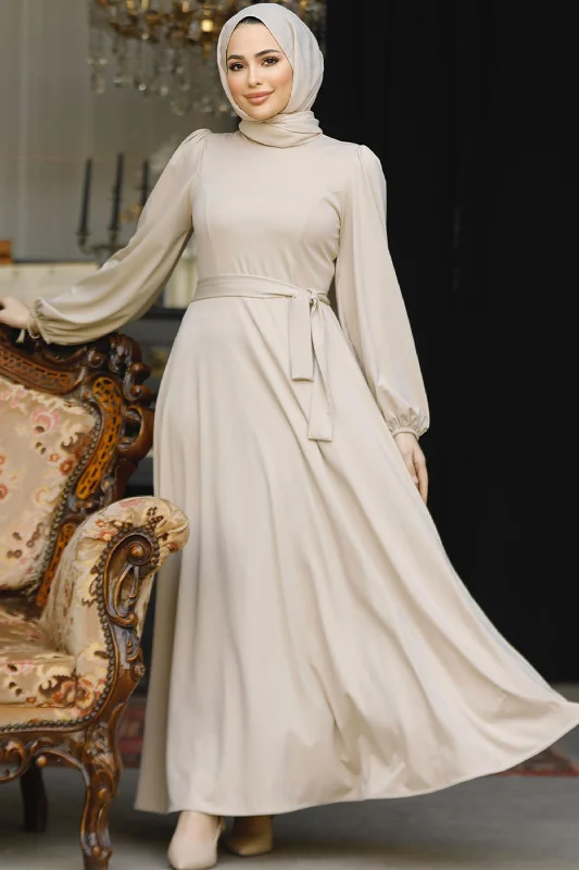 Cream Jersey Swing Maxi Dress Comfortable Ruffle Hem Maxi Dress