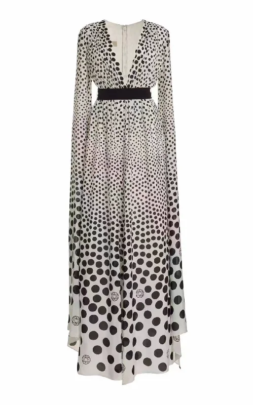 Jessie Cape-detailed Dotted Maxi Dress Trendy Maxi Dress with Lace