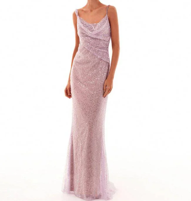 Kaye Ruched Sequins Maxi Dress Trendy V-Neck Maxi Dress
