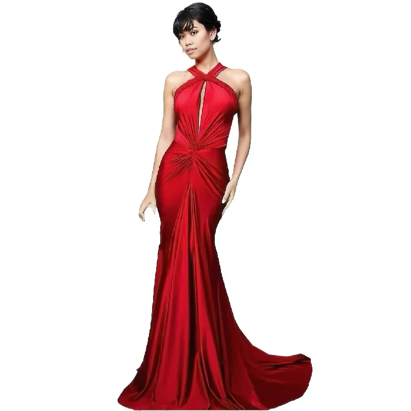 KYLEA Red Maxi Dress Fashionable Layered Maxi Dress