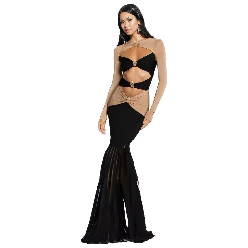MAYA Black Cut-Out Maxi Dress Cozy Maxi Dress with Slit