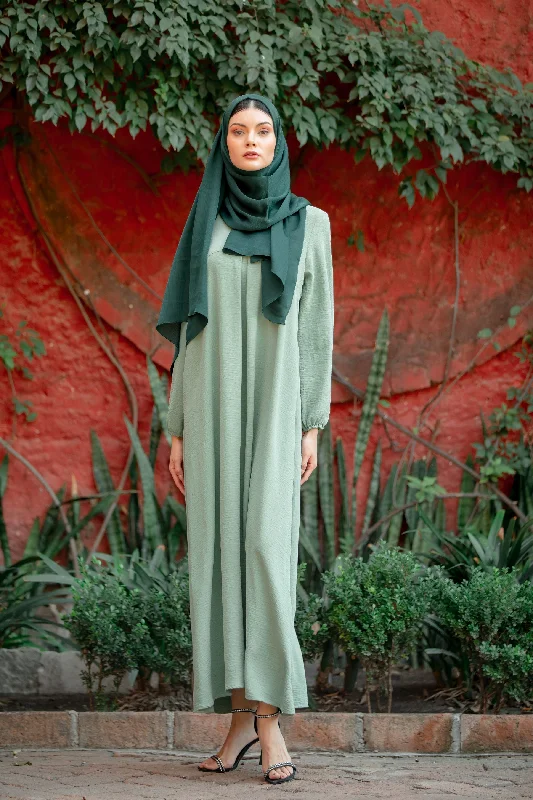 Mint Sheath Abaya Maxi Dress Comfortable Pleated Maxi Dress