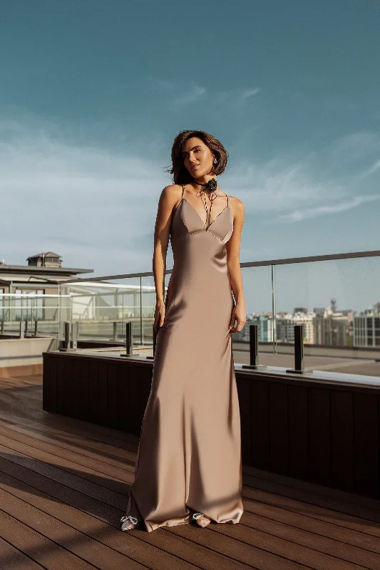Mocco Satin Slip Maxi Dress Cozy Ribbed Maxi Dress