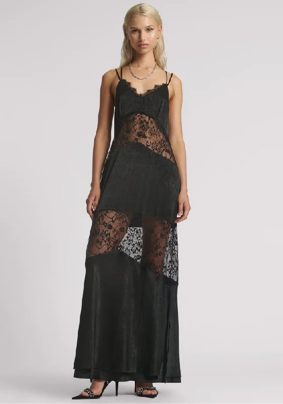 Winona Lace Maxi Dress Fashionable Open-Back Maxi Dress