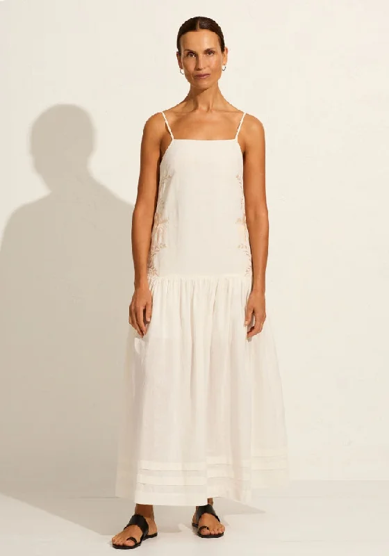 Palma Maxi Dress - Off White Elegant Maxi Dress with Lace