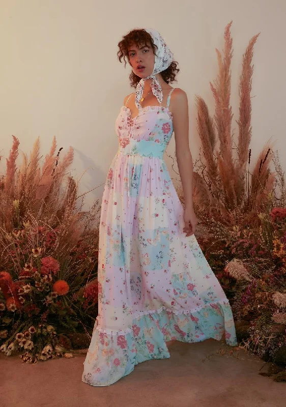 Pat A Cake Twill Floral Maxi Dress Cozy Spaghetti Strap Maxi Dress