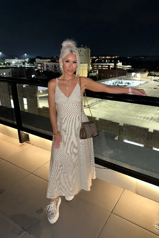 Pin Stripe Open Back Maxi Dress Trendy Floral Print Maxi Dress