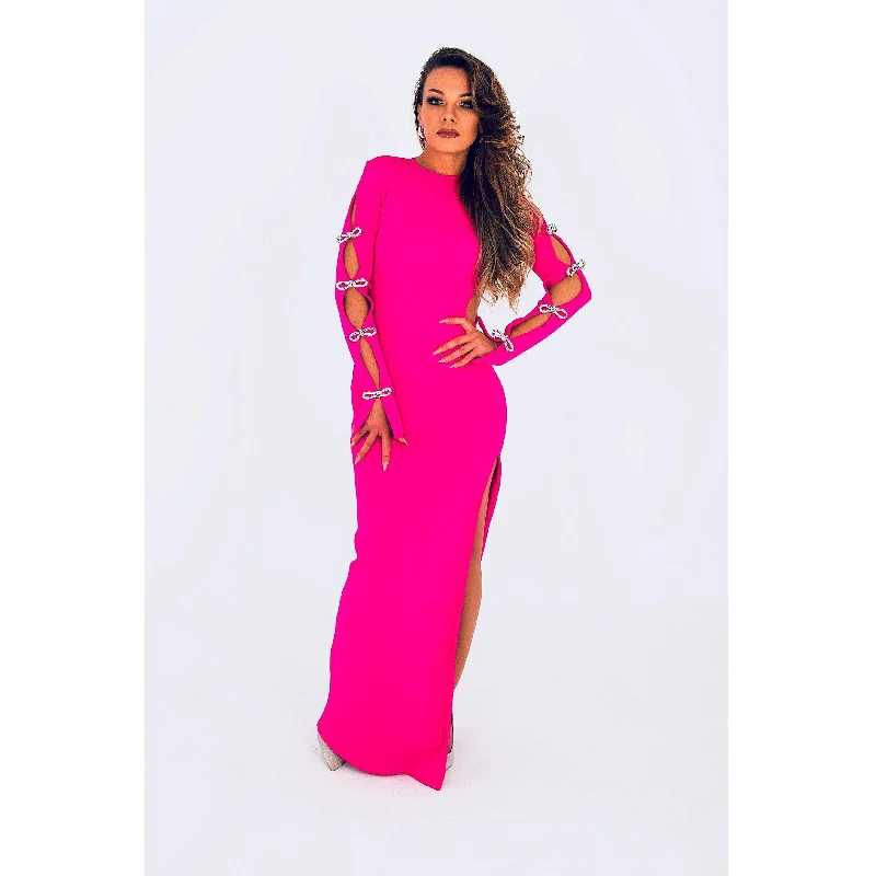 ROXY Pink Bodycon Maxi Dress Elegant Tiered Maxi Dress