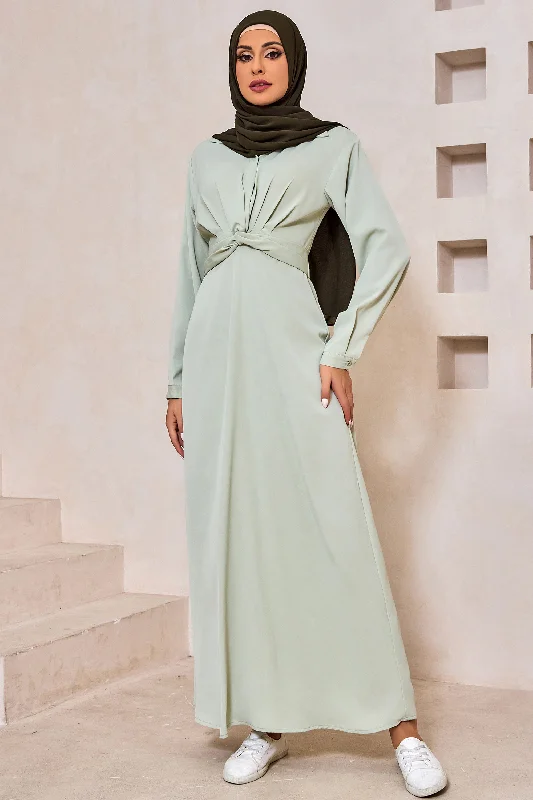 Sage Criss Cross Button Down Maxi Dress-CLEARANCE Fashionable Faux Wrap Maxi Dress