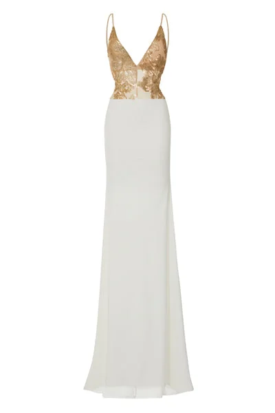 Shayla White Slinky Backless Fishtail Maxi Dress Elegant Silk Maxi Dress