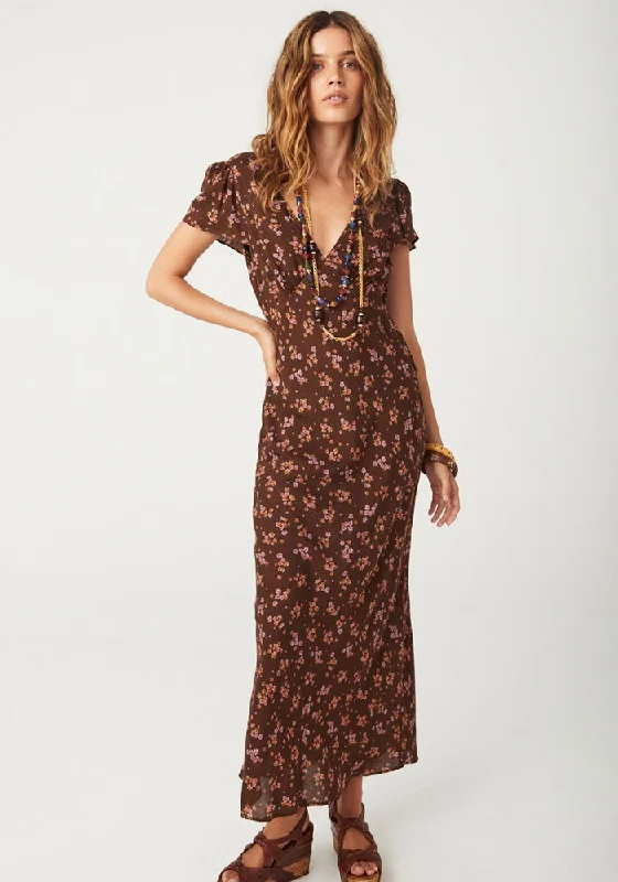 Melody Bias Maxi Dress - Antique Walnut Comfortable Bohemian Maxi Dress