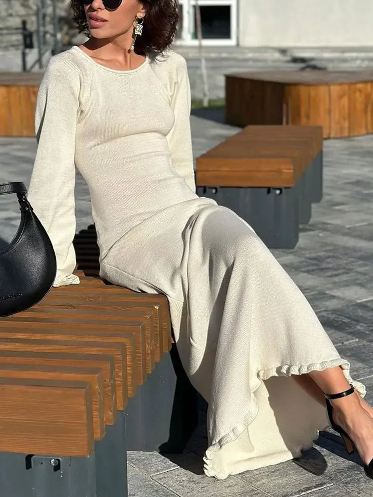Knitted Backless Long Dress For Women Ruffled Lace Up High Waist Maxi Dresses Femme Party Elegant Bandage Fashion Dress Chic Boho Print Maxi Dress Knitted Backless Long Dress For Women Ruffled Lace Up High Waist Maxi Dresses Femme Party Elegant Bandage Fashion Dress Chic Boho Print Maxi Dress