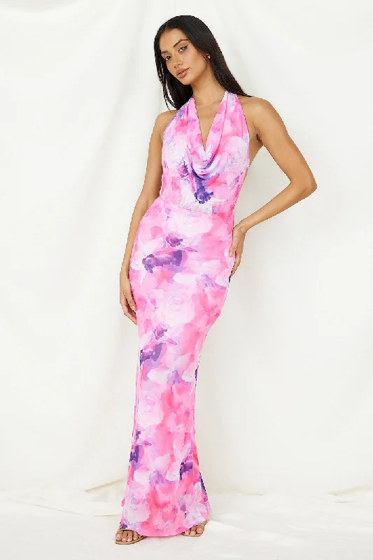 Adalynn Maxi Dress Pink Elegant Maxi Dress with Pockets