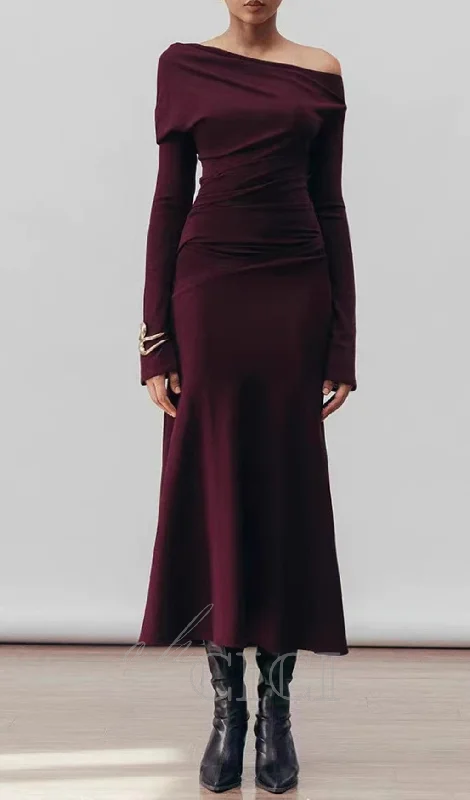 Aria Draped maxi Dress in burgundy Elegant Floral Maxi Dress