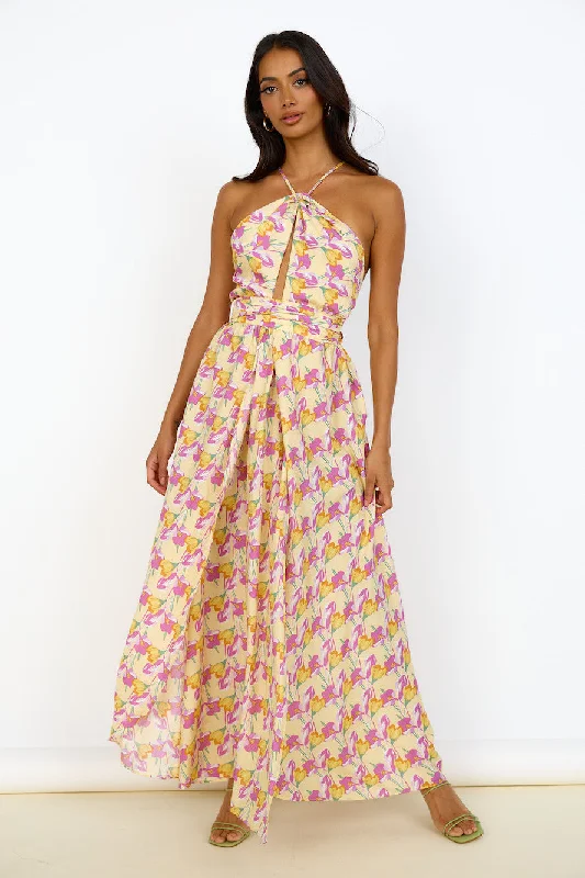 Celestial Dreams Maxi Dress Floral Elegant Pleated Maxi Dress