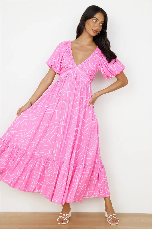 Daydreamer Maxi Dress in Pink Fashionable High-Low Maxi Dress